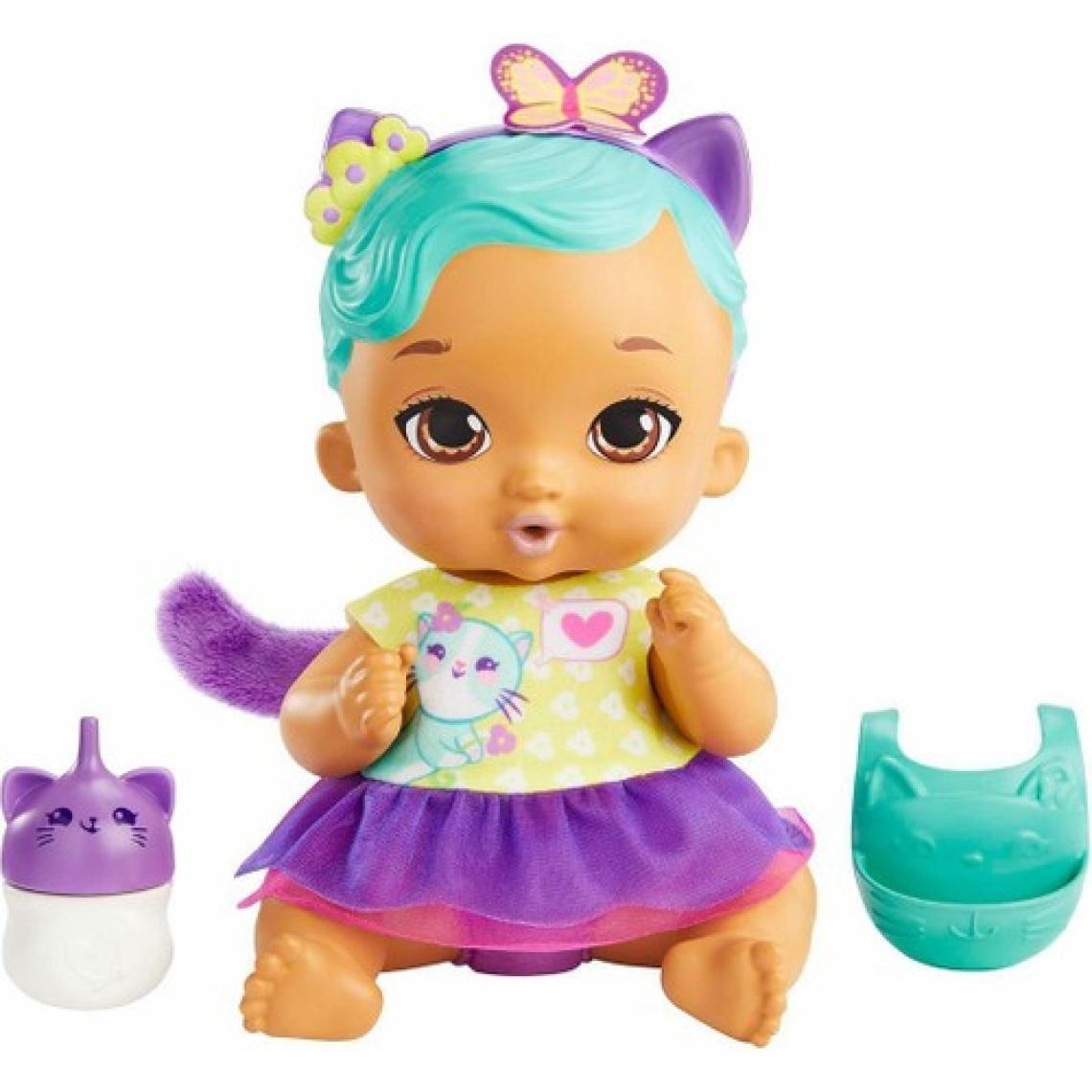 My Garden Baby Yavru Kedi Bebeğimin Bakım Zamanı - Mavi Saçlı Bebek (30 Cm), Tekrar Kullanılabilen Bebek Bezi, Önlüğü, Biberonu ve Aksesuarlarıyla, 3 Yaş ve Üzeri Hhl22