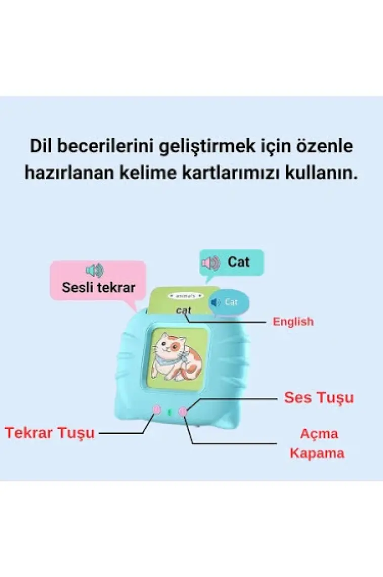 Streak Ingilizce Erken Eğitim Kartı 224 Adet Flash Sesli Konuşan Kartlar