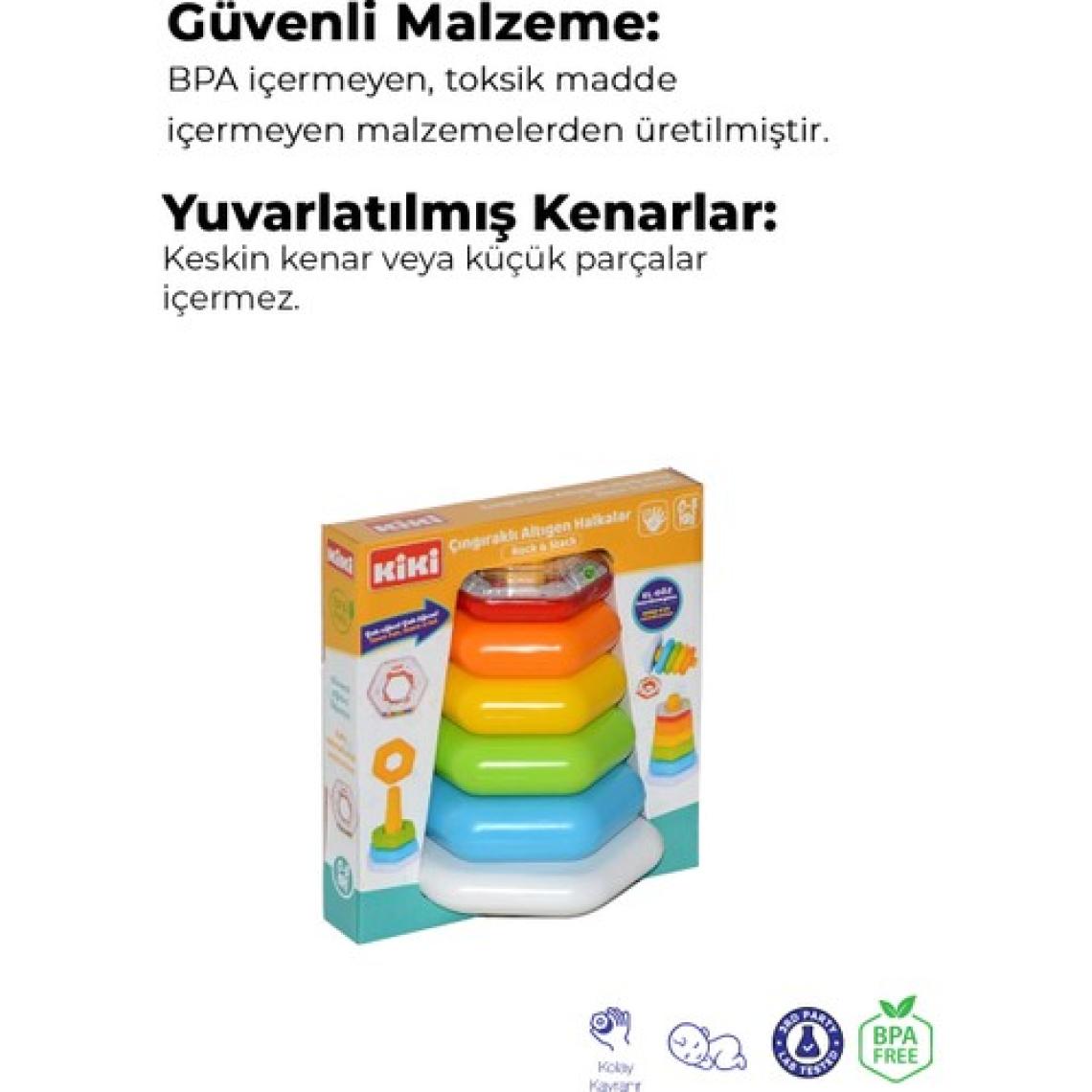 Kiki Çıngıraklı Altıgen Halkalar Bebek Oyuncak Eğitici Oyuncak