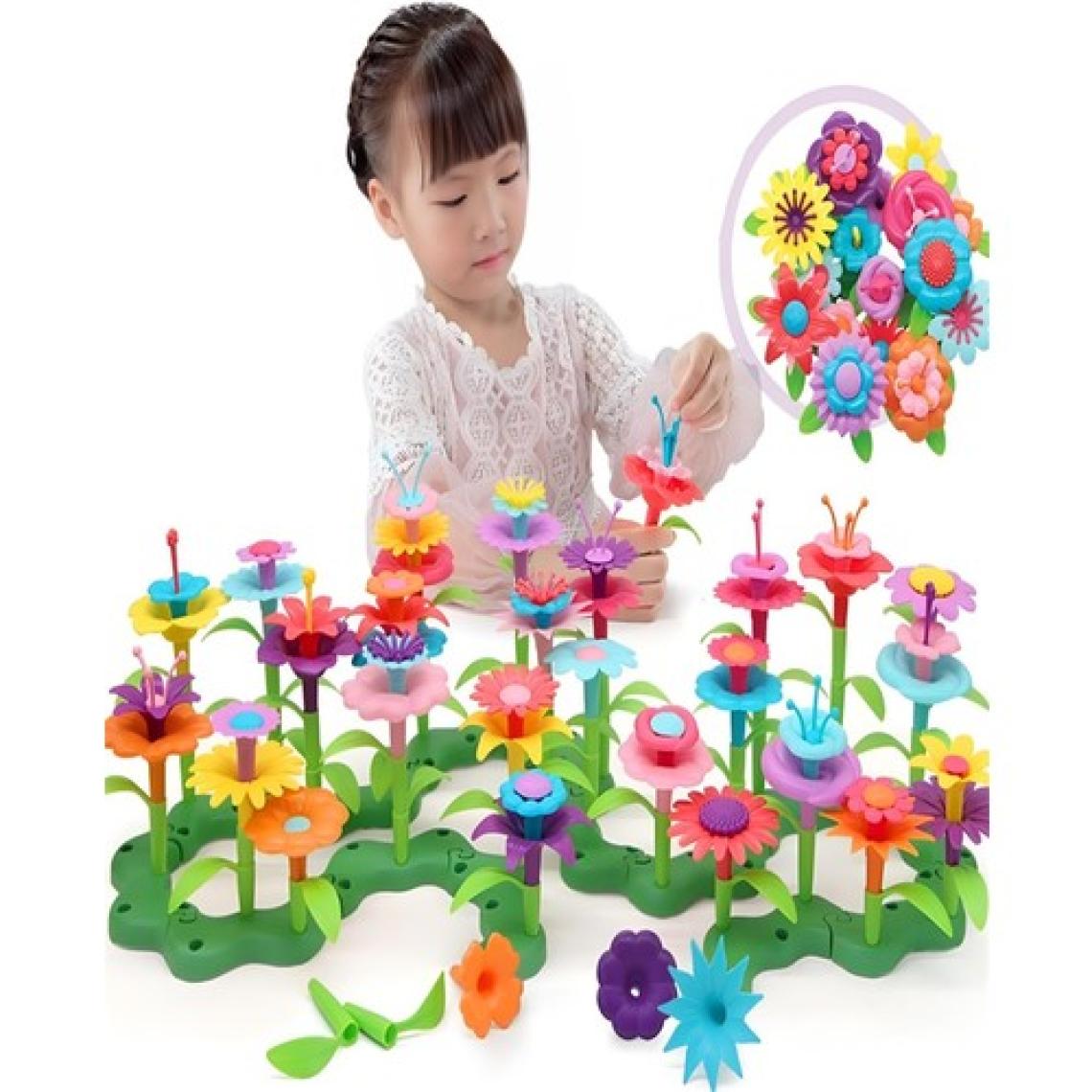 HYD 52 Parça Bahçe Çiçek Yapım Seti Yapı Blokları Yapboz Bul Tak Puzzle Eğitici Oyuncak