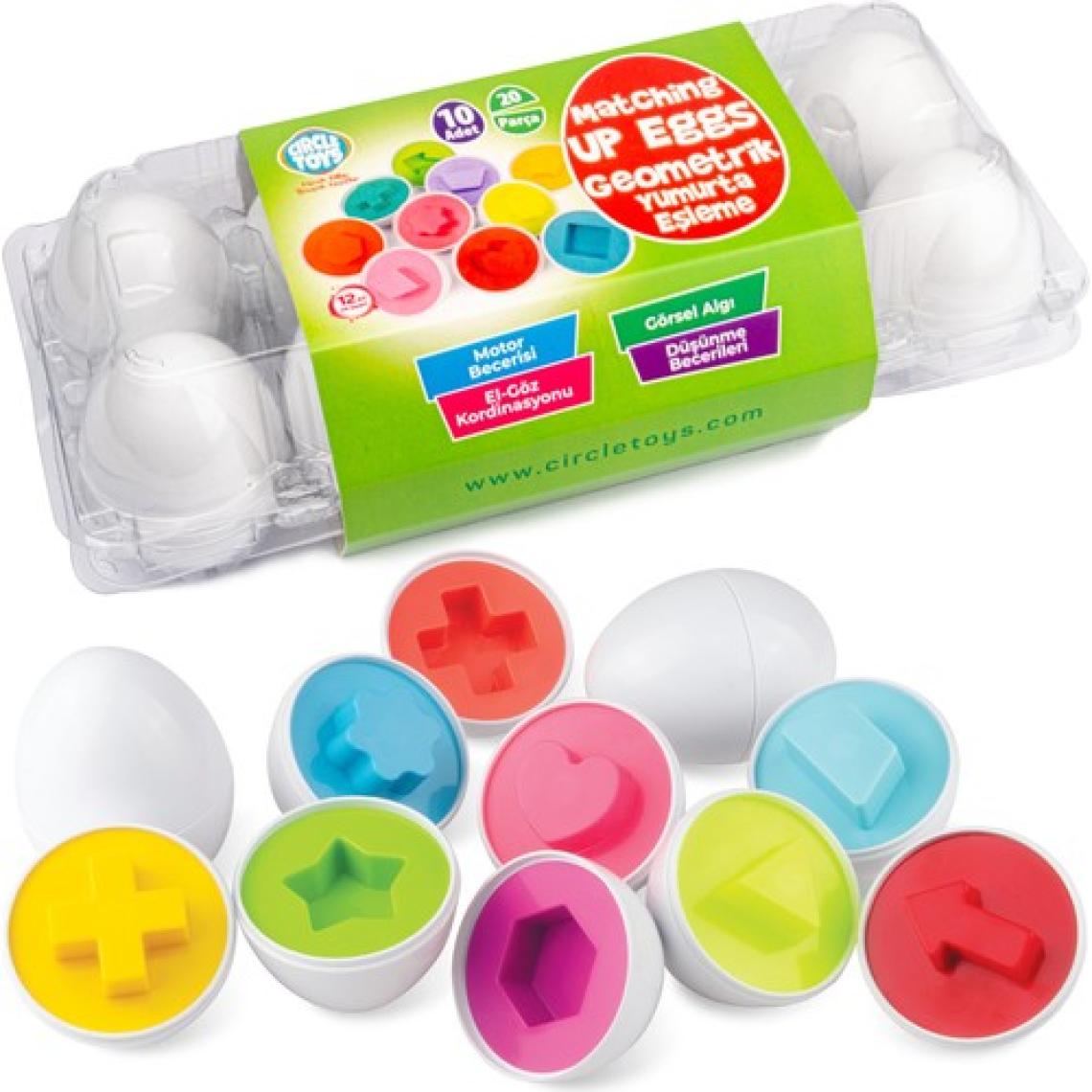 Circle Toys Geometrik Yumurta Eşleme Oyunu - 2-4 Yaş Arası Çocuklar İçin Şekil ve Renklerle Motor Becerilerini Geliştiren Eğitici Oyun