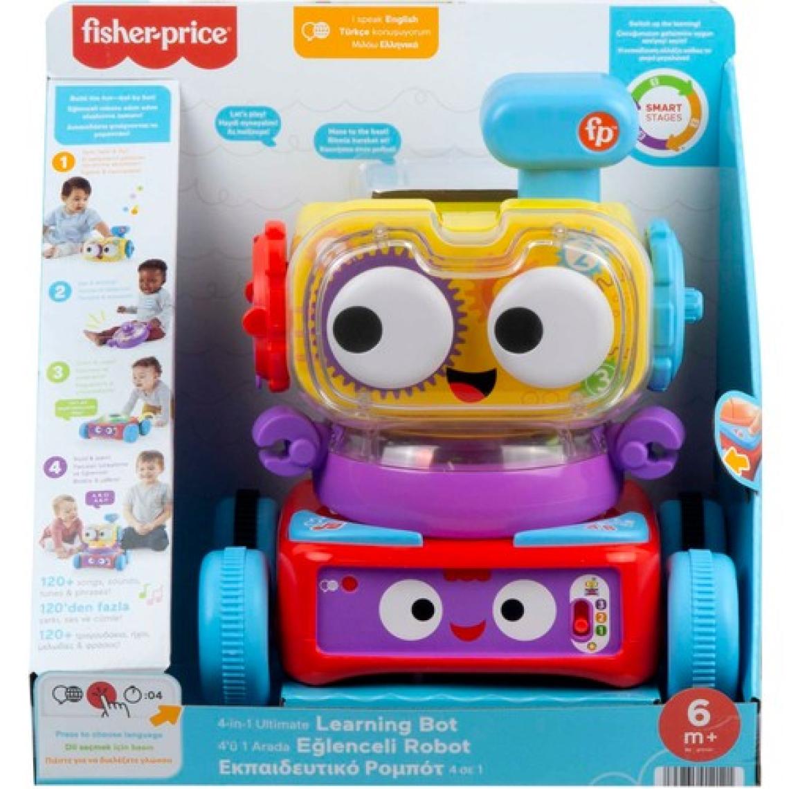 Fisher-Price 4'ü 1 Arada Eğlenceli Robot; Türkçe Ve İngilizce Dil Seçenekleri İle Işıklar; Müzik Ve Eğitici İçerikler Sunar; 6 Ay Ve Üzeri Bebekler İçin Hck43
