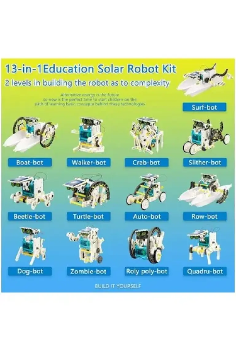 Think Master Solar Robot 13-In-1 Eğitici Bilim Kiti Güneş Enerjisiyle Çalışan Kendin Yap Robot Bilim Kiti
