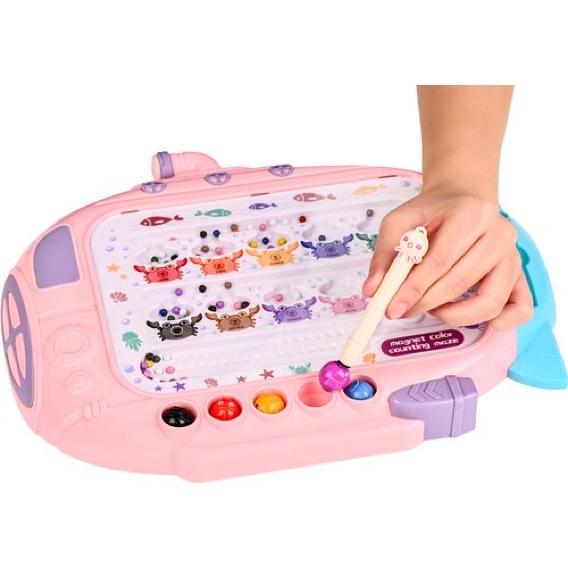 Learning Fun Submarine Manyetik Maze Labirent ve Balık Tutma Eğitici Oyuncak Renk ve Sayıları Eşleştirme Pembe