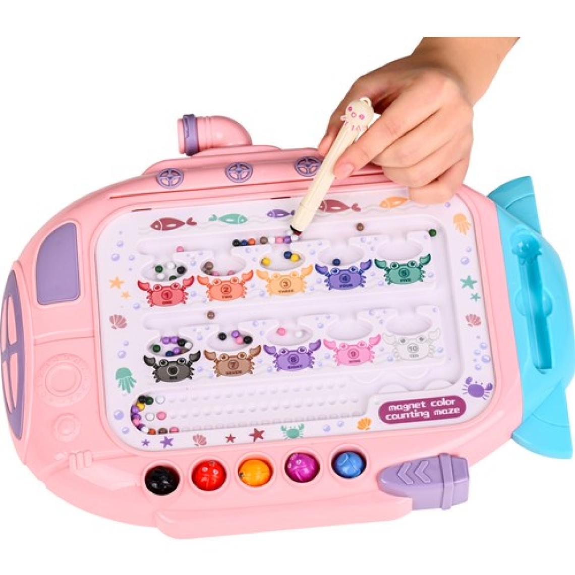 Learning Fun Submarine Manyetik Maze Labirent ve Balık Tutma Eğitici Oyuncak Renk ve Sayıları Eşleştirme Pembe