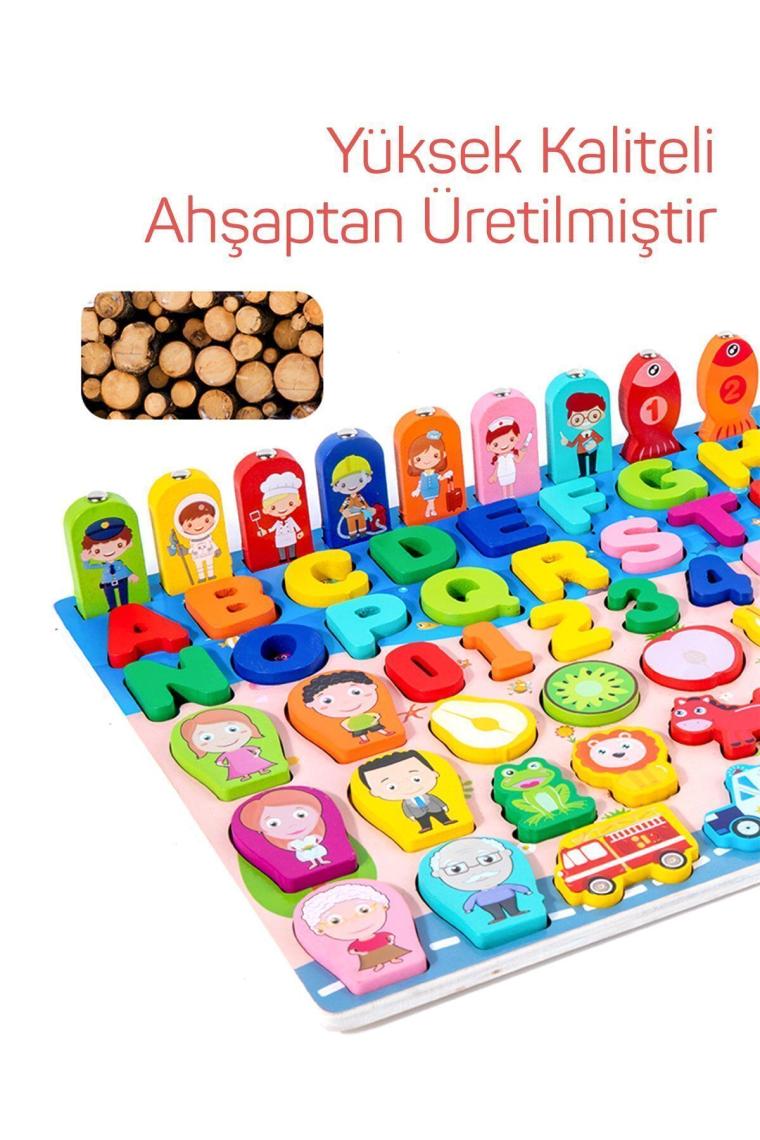 Circle Toys 8'i Bir Arada Çok Fonksiyonlu Logaritmik Montessori Tahtası - Balık Tutma ve Eşleştirme Macerası