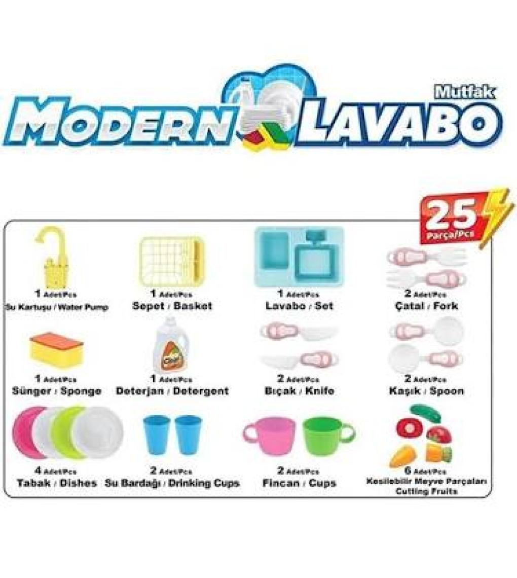Kayyum Modern Mutfak Lavabo Seti Mavi 25 Parça 7021