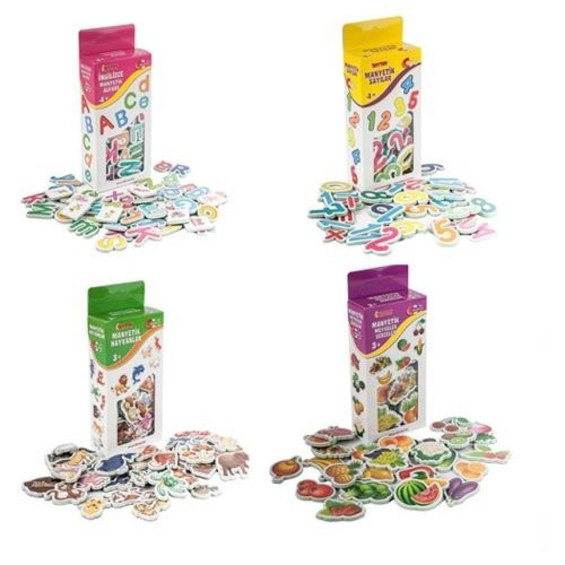 Hobialem Manyetik 4 Lü Set, Harfler, Sayılar, Hayvanlar, Meyveler, Eğitici Magnet