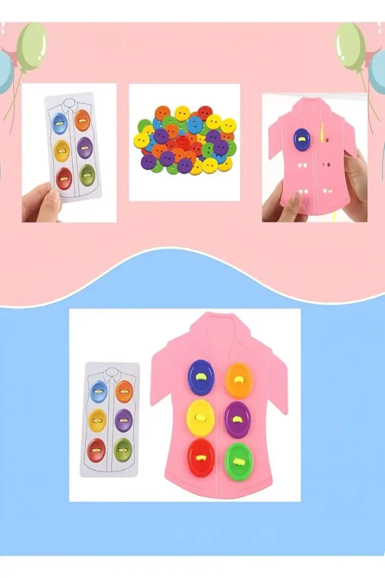HYD Kıyafet Giydirme Oyunu Gömleğe Düğme Dikme İnce Motor Beceri Montessori Eğitici Oyuncak