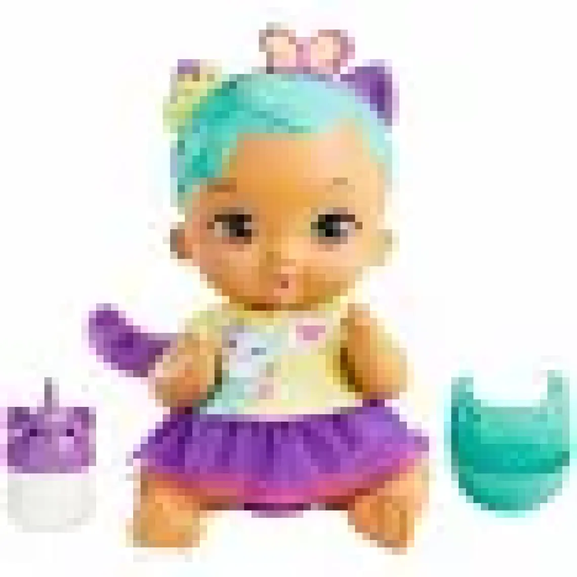 My Garden Baby Yavru Kedi Bebeğimin Bakım Zamanı - Mavi Saçlı Bebek (30 Cm), Tekrar Kullanılabilen Bebek Bezi, Önlüğü, Biberonu ve Aksesuarlarıyla, 3 Yaş ve Üzeri Hhl22