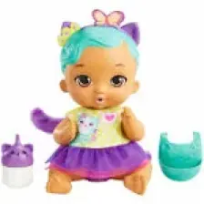 My Garden Baby Yavru Kedi Bebeğimin Bakım Zamanı - Mavi Saçlı Bebek (30 Cm), Tekrar Kullanılabilen Bebek Bezi, Önlüğü, Biberonu ve Aksesuarlarıyla, 3 Yaş ve Üzeri Hhl22
