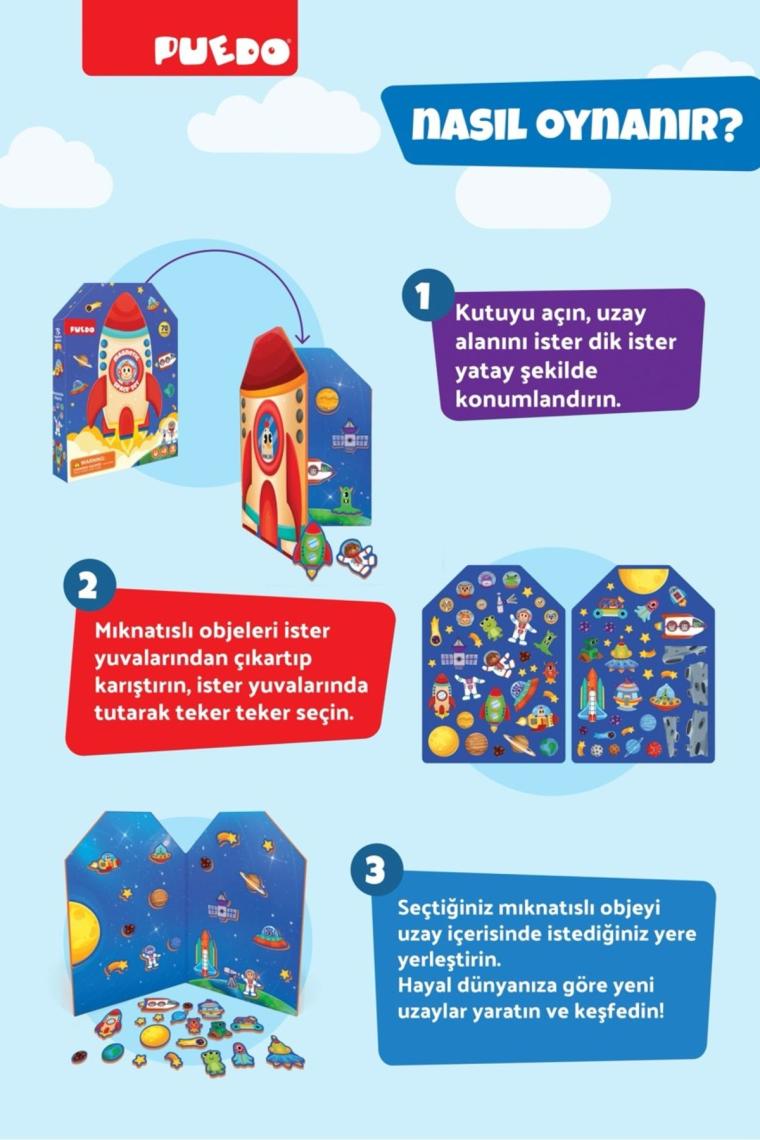 Puedo Manyetik Oyun Seti - Uzay (70 Parça)