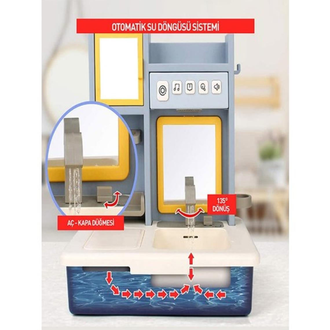 Kayyum Oyuncak Eğitici Sesli ve Müzikli Modern Banyo Lavabo Mavi