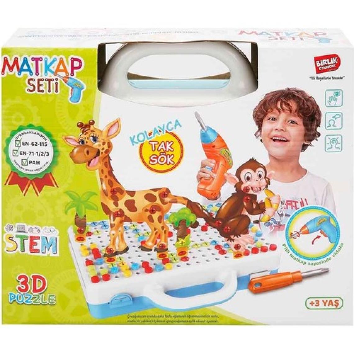 Birlik Oyuncak URT014-001 Birlik, 3D Eğitici Matkap Seti Hayvanlar