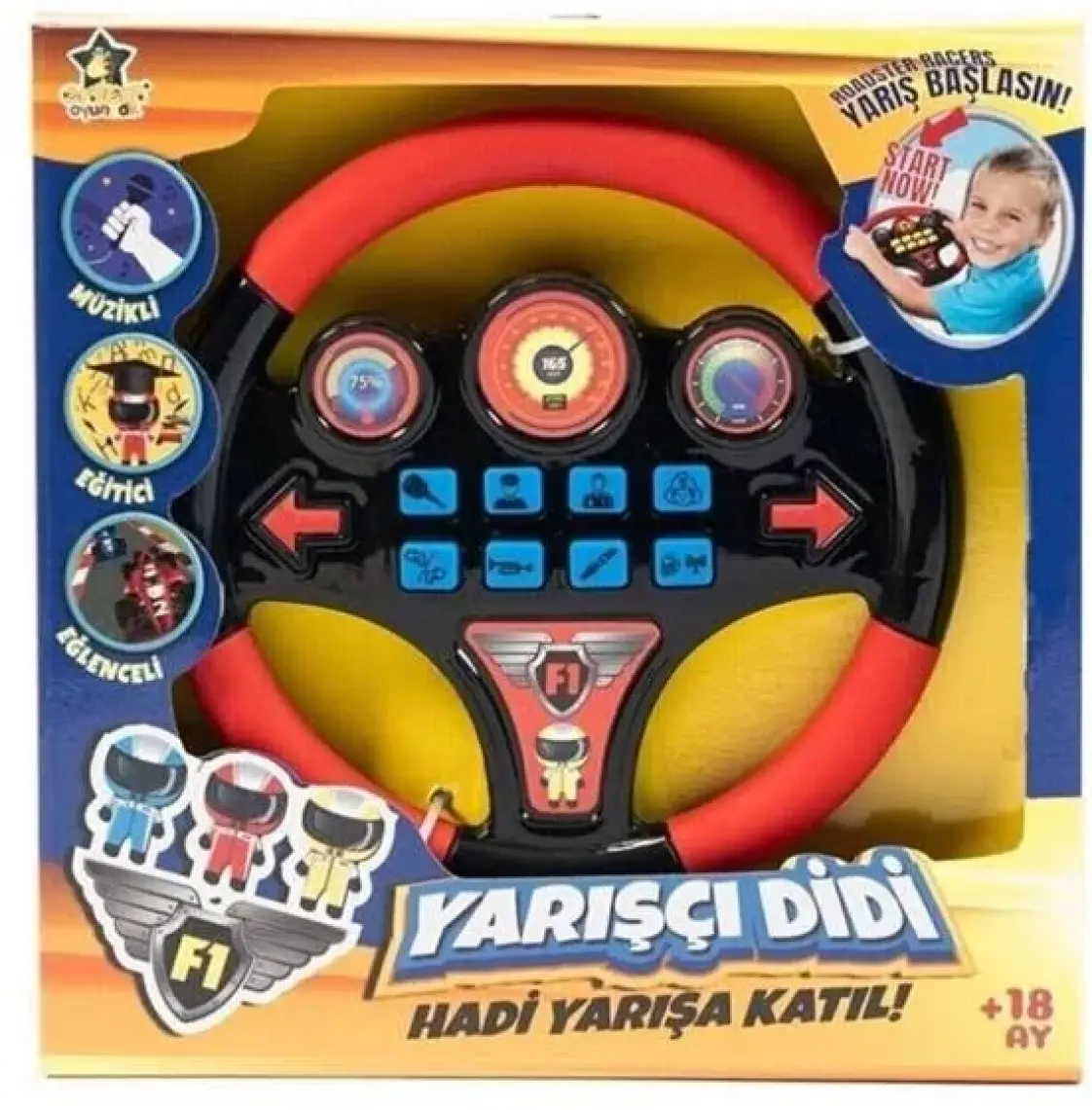 Erdem Oyuncak Oyuncak Direksiyon - Türkçe Sesli- Müzikli, Eğitici Yarışçı Didi Çocuk Direksiyonu