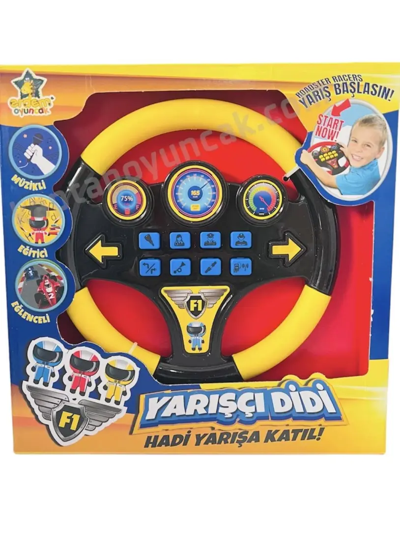 Erdem Oyuncak Oyuncak Direksiyon - Türkçe Sesli- Müzikli, Eğitici Yarışçı Didi Çocuk Direksiyonu