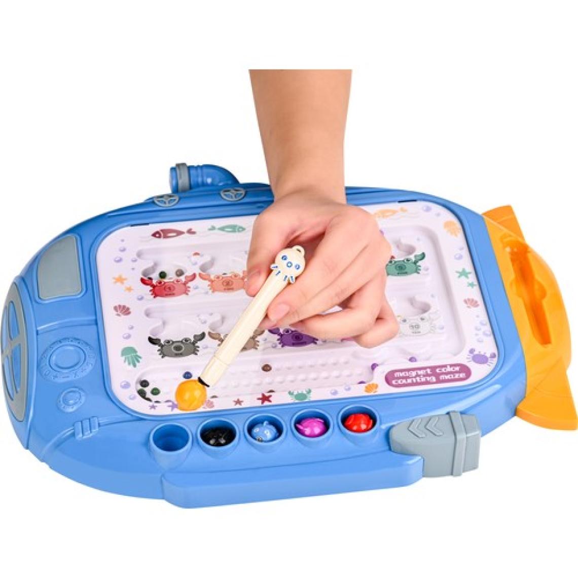 Learning Fun Submarine Manyetik Maze Labirent ve Balık Tutma Eğitici Oyuncak Renk ve Sayıları Eşleştirme Mavi