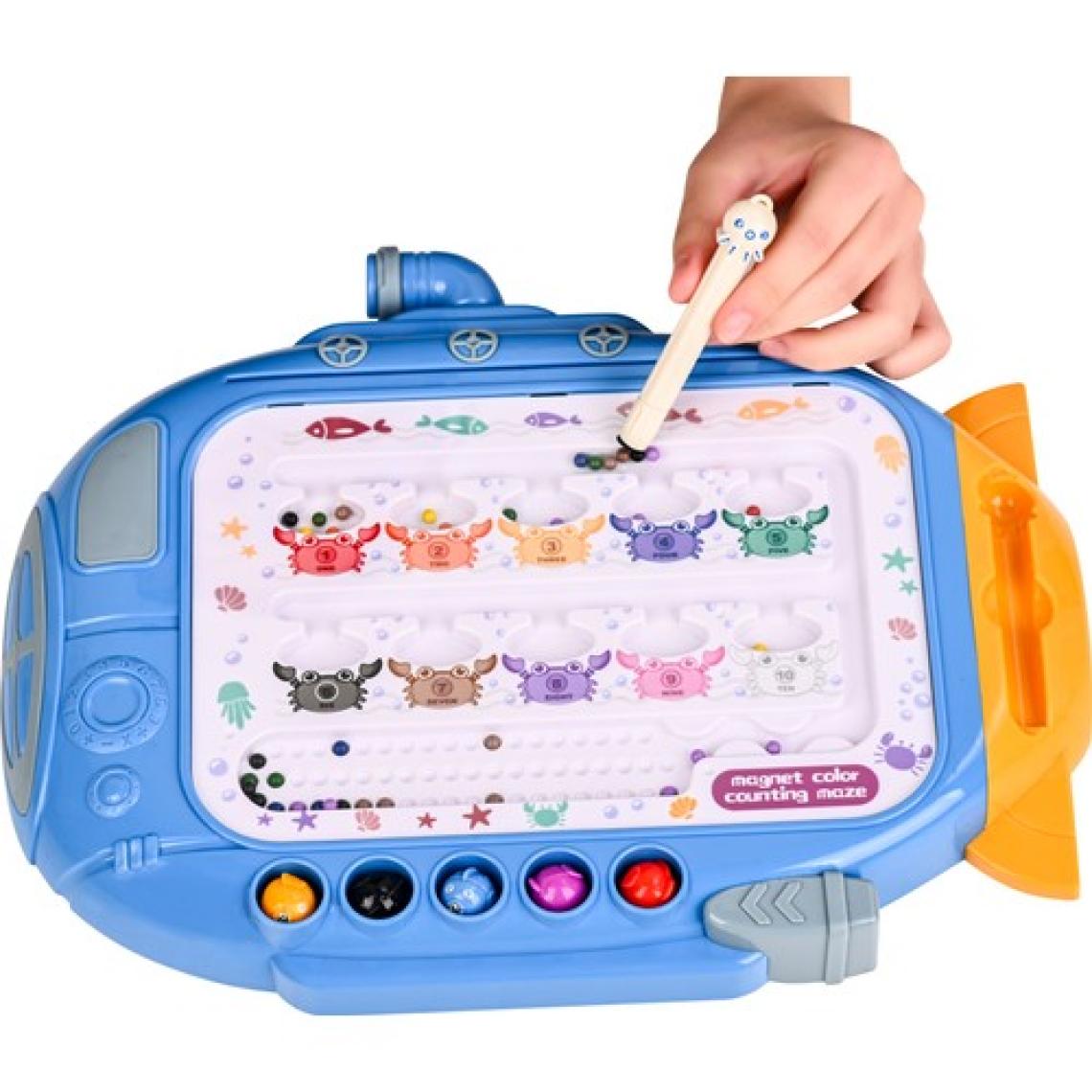 Learning Fun Submarine Manyetik Maze Labirent ve Balık Tutma Eğitici Oyuncak Renk ve Sayıları Eşleştirme Mavi