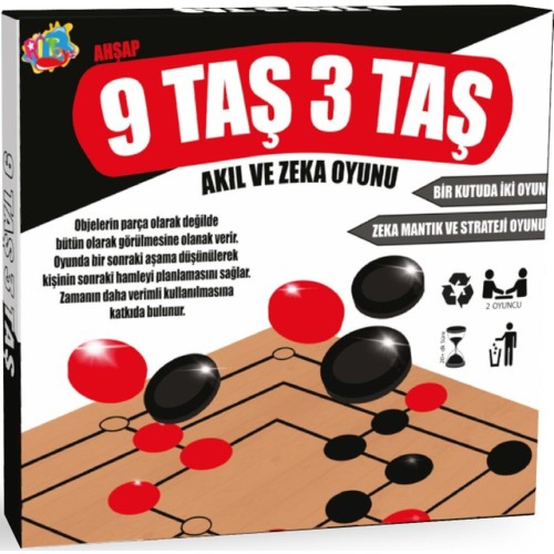 Ritoys Ahşap 9 Taş 3 Taş Zeka Oyunu