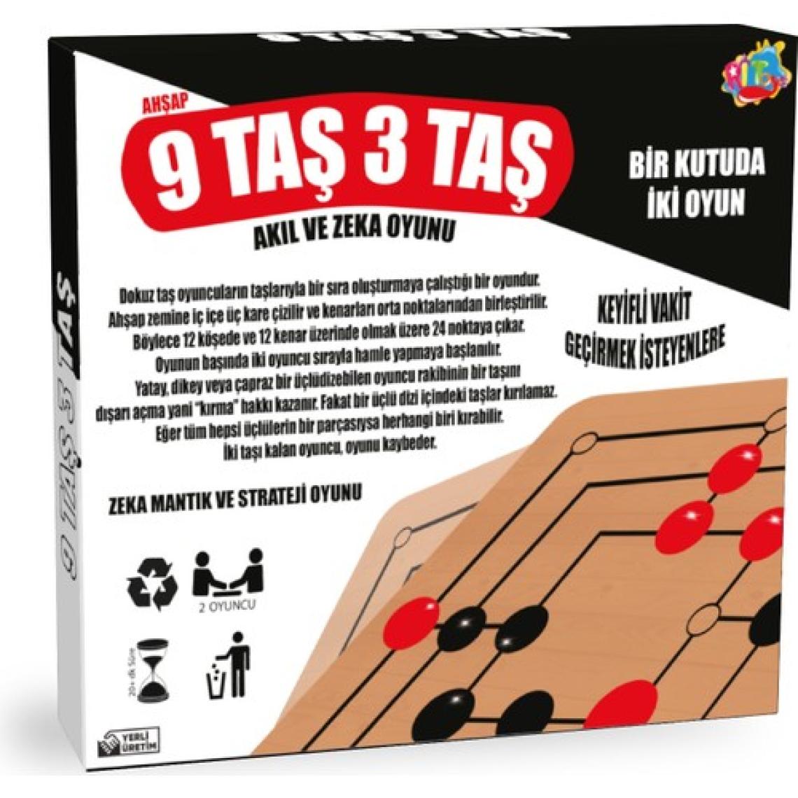 Ritoys Ahşap 9 Taş 3 Taş Zeka Oyunu