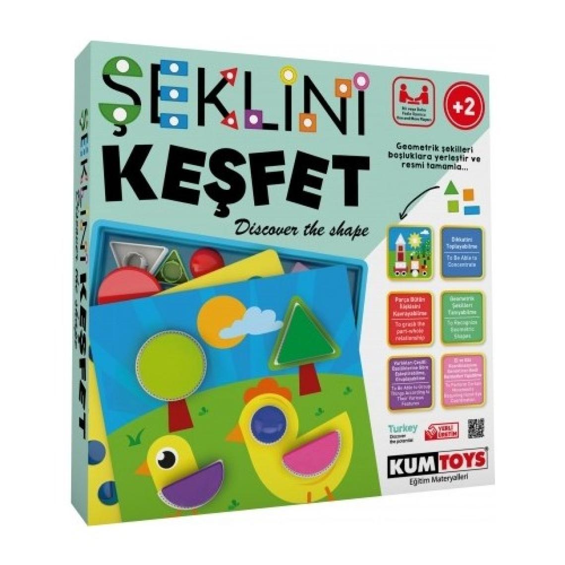 Kumtoys Şeklini Keşfet+Diytoy Manyetik Tablet Tangram 2'li Eğitici Oyun Seti