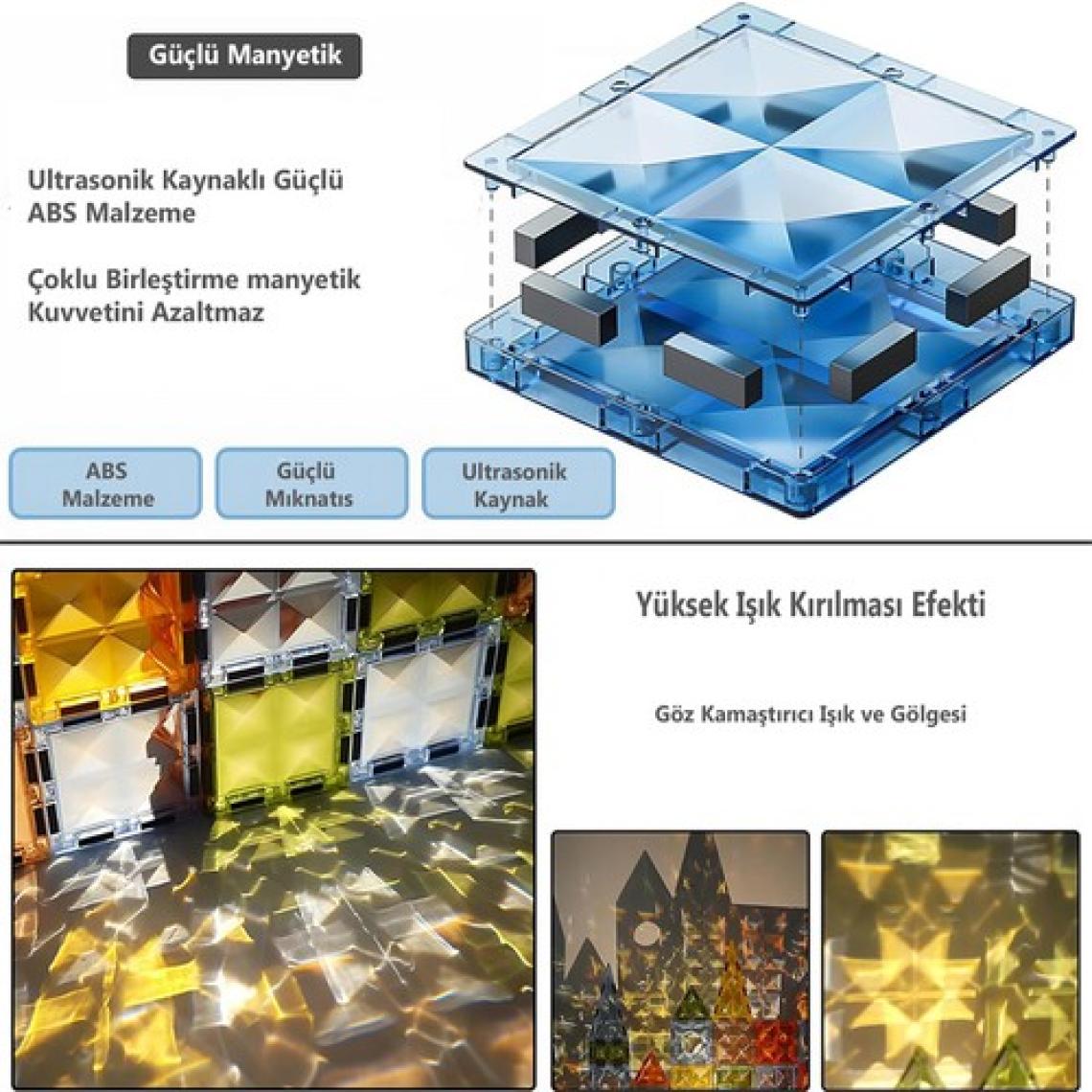 Learning Fun Manyetik Oyuncak Manyetik Blok Seti Stem Oyuncak 28 Parça Diamond Magic Magnetic Blocks