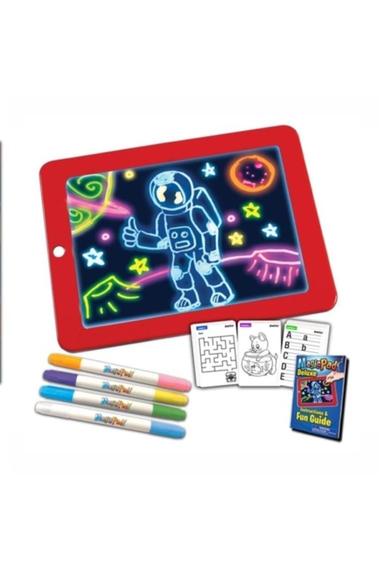 Magi Toptan Magic Pad Çocuk Eğitici Sihirli Işıklı Kalemli Öğretici Pili Pad