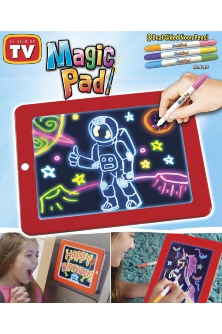 Magi Toptan Magic Pad Çocuk Eğitici Sihirli Işıklı Kalemli Öğretici Pili Pad