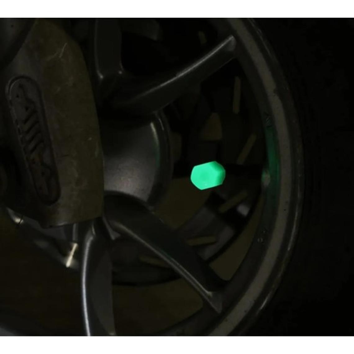 Threestep Fosforlu Floresan LED Yeşil Pilsiz Araba Motorsiklet Lastik Sibop Kapaği (2 Adet)