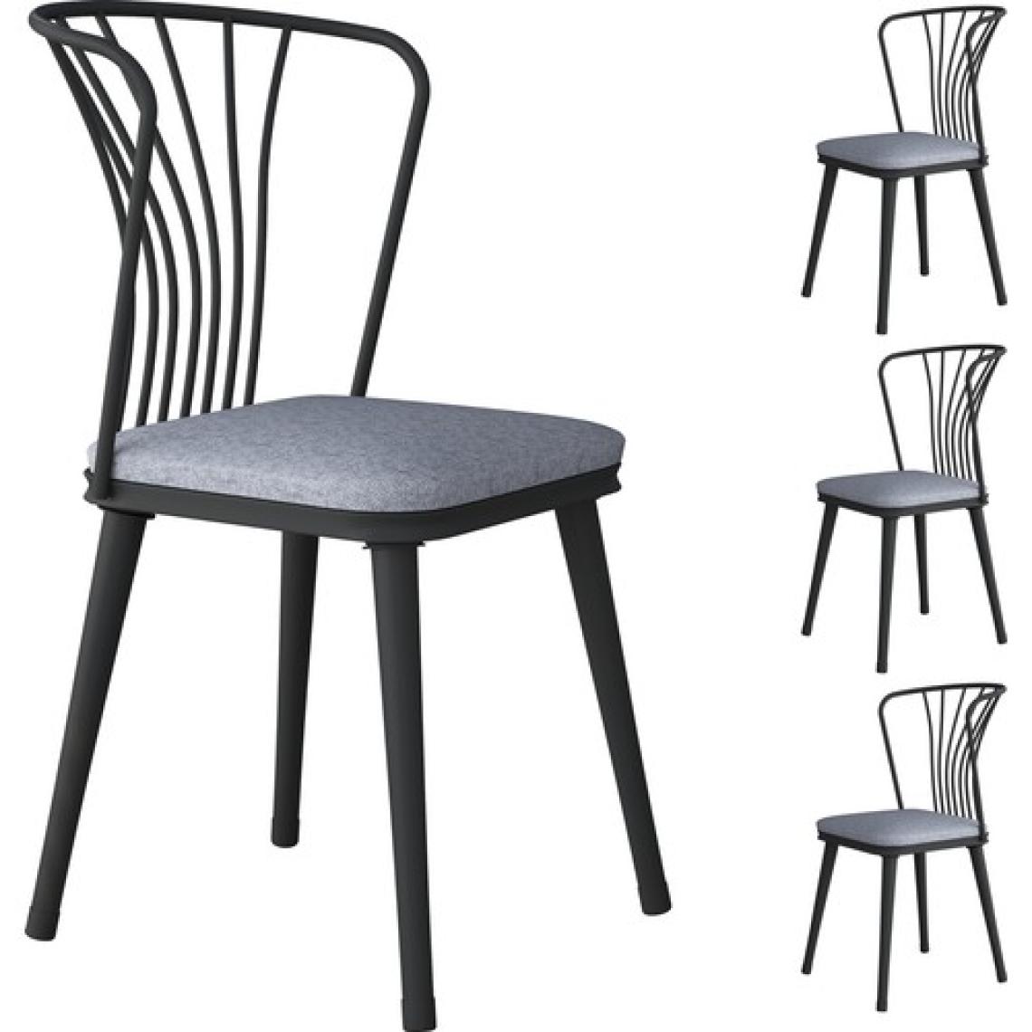 Rani JB104 Metal Sandalye 4'lü Mutfak Yemek Masası Sandalyesi Açık Gri