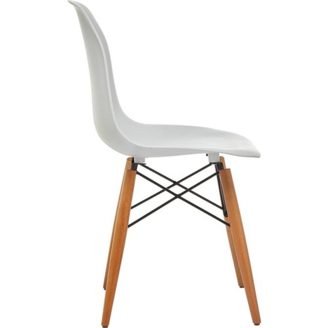 Seduna Beyaz Eames Sandalye - Natural Ahşap Ayaklı