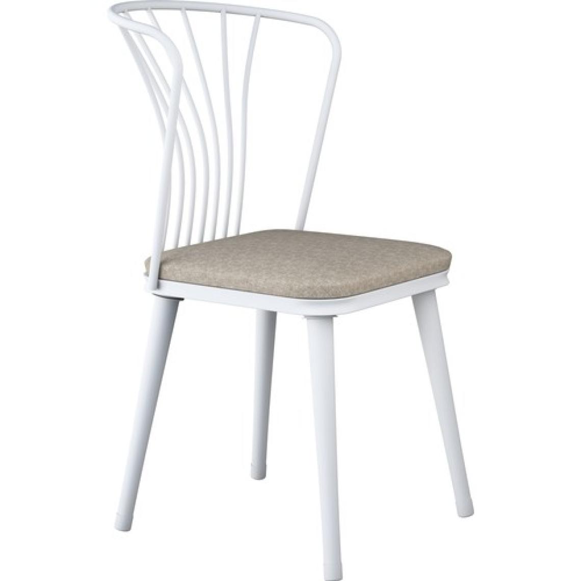 Rani JB104 Metal Sandalye 4'lü Mutfak Yemek Masası Sandalyesi Beyaz - Bej
