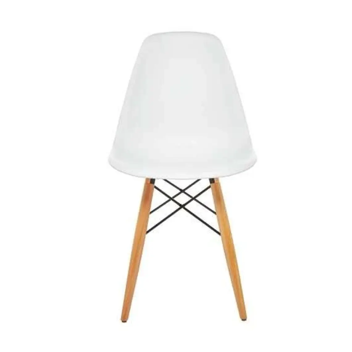 Seduna Beyaz Eames Sandalye - Natural Ahşap Ayaklı