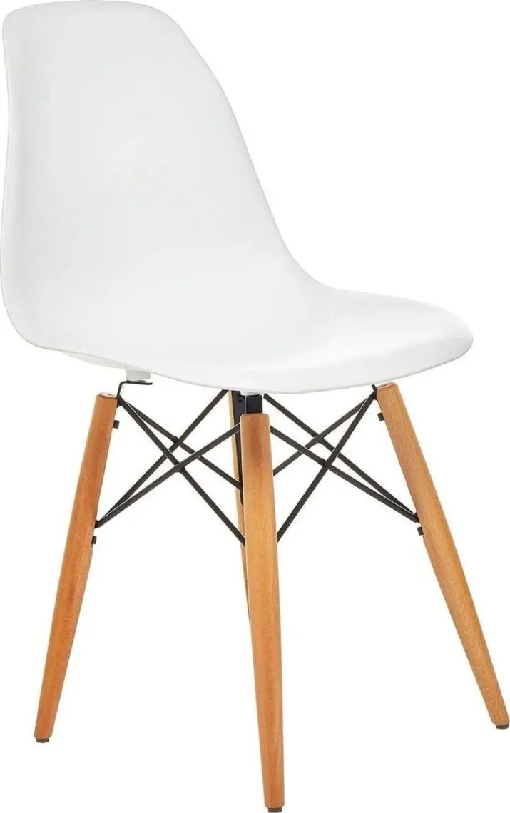 Seduna Beyaz Eames Sandalye - Natural Ahşap Ayaklı