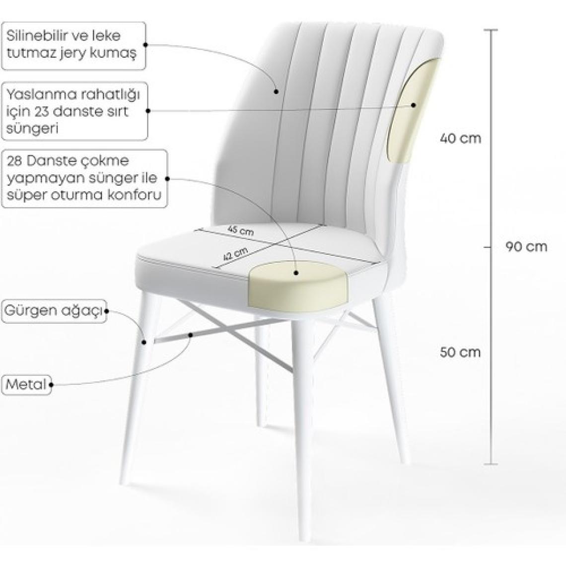 Canisa Concept Flex Serisi Gürgen Ayaklı Sandalye , Ayaklar Beyaz