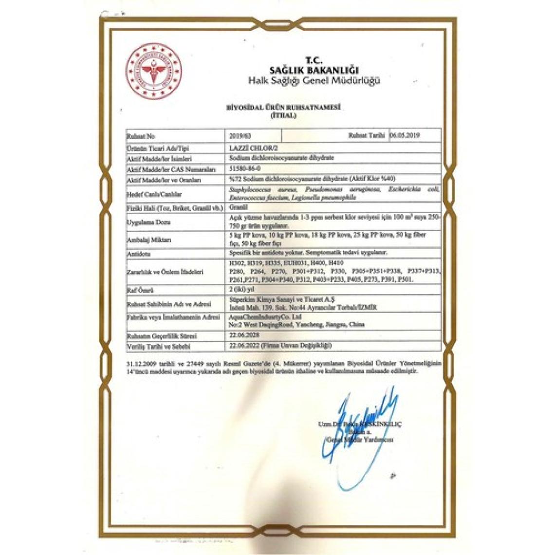 Lazzi Chlor Granül Toz Klor 25 KG Havuz Kimyasalı