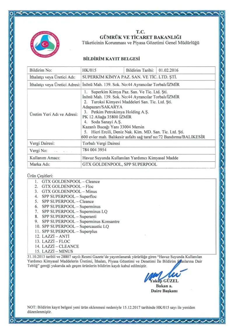 GTX Golden Pool Cleance Havuz Suyu Parlatıcı Berraklaştırıcı 10 KG