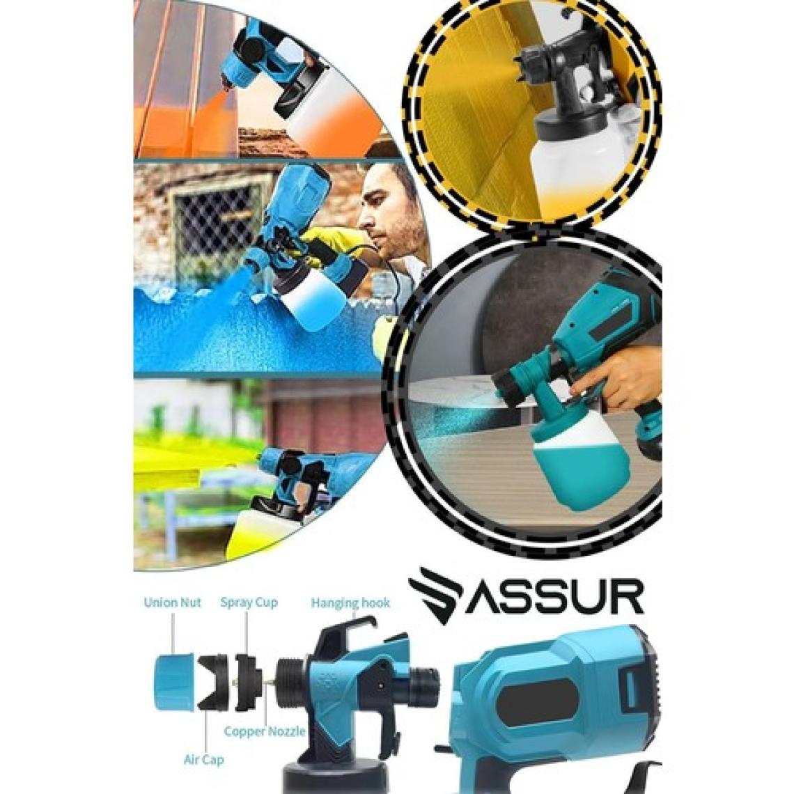 Assur Profesyonel 21V Çift Akülü 300 Mm Vernik Sprey Boya Püskürtme Makinesi