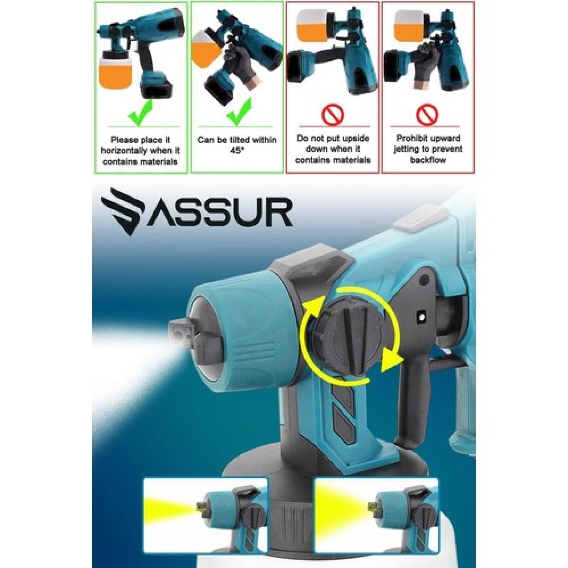 Assur Profesyonel 21V Çift Akülü 300 Mm Vernik Sprey Boya Püskürtme Makinesi