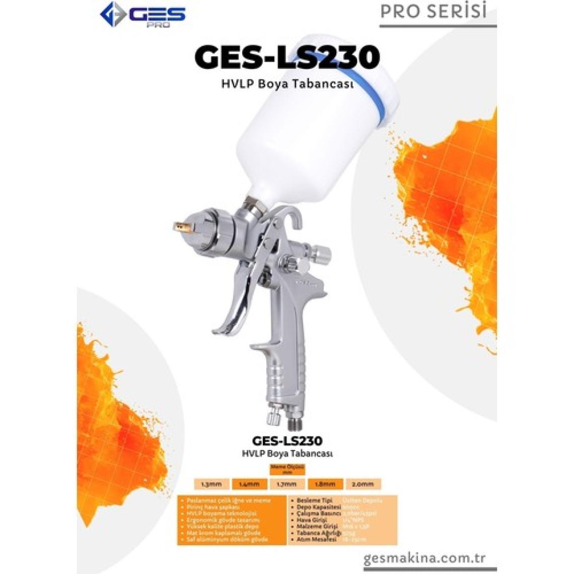 Ges Pro LS230 Üstten Depolu Profesyonel Boya Tabancası