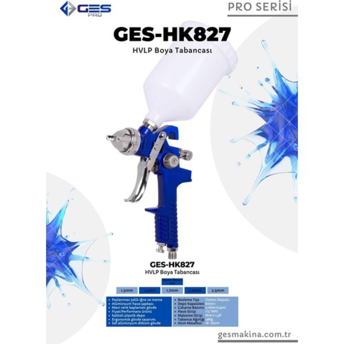 Ges Pro HK827 Üstten Depolu Profesyonel Hvlp Boya Tabancası
