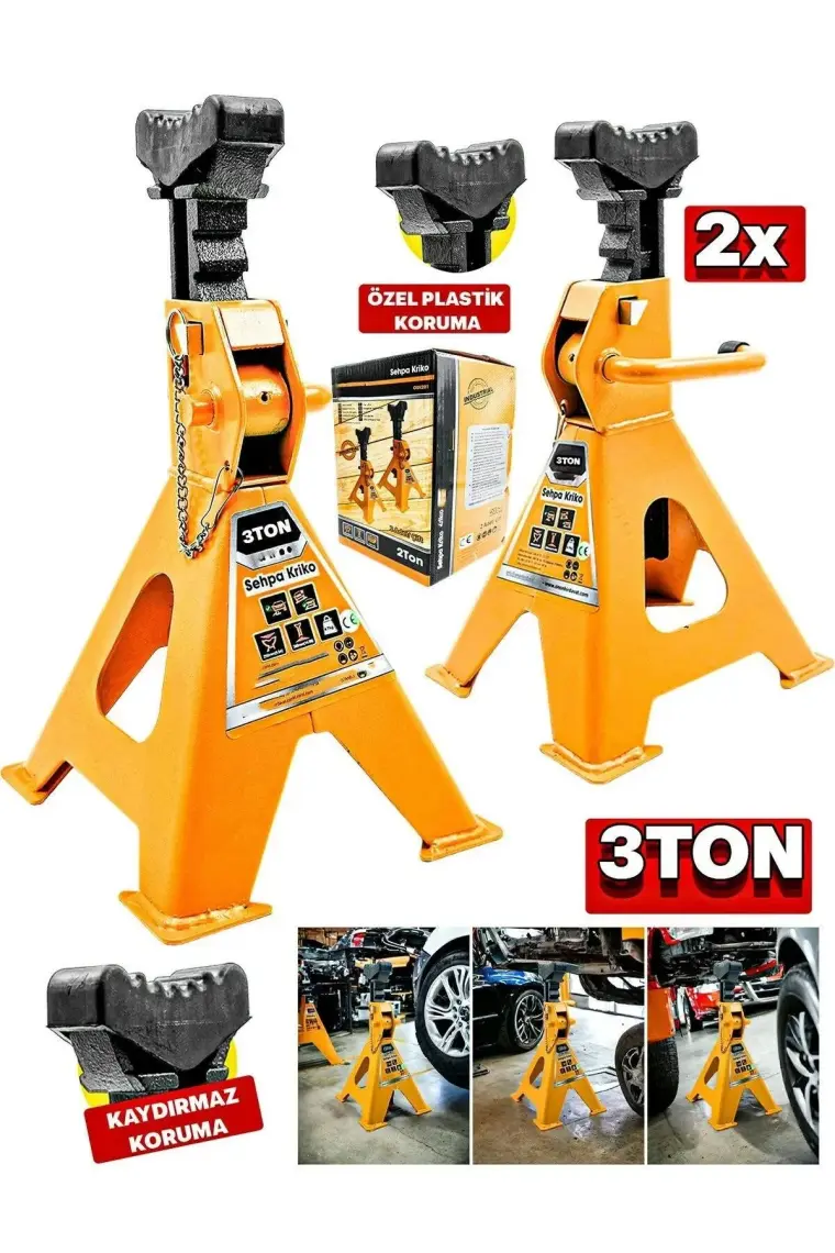 Staxx Power 3 Ton 4 Ayaklı Araba Kriko Standı 2 Ton Kaldırma Kapasiteli 2x Çift Kriko Sehbası Oto Araç Krikosu