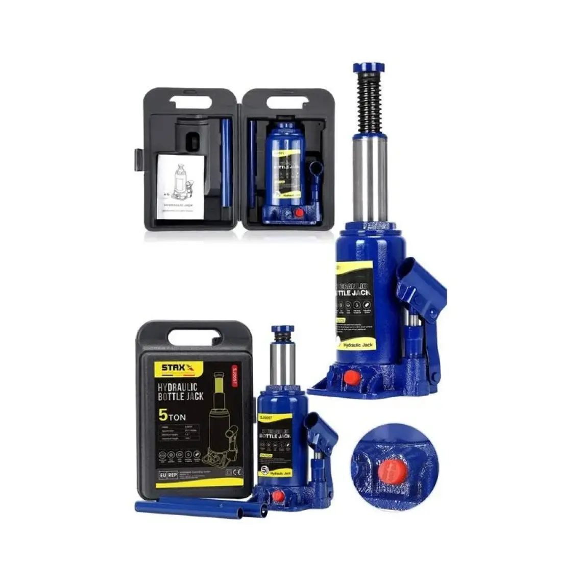Staxx Power Çelik Dişli 5 Ton Kapasiteli Araba Krikosu 2 Yıl Garantili Germany Quality 41.3 cm Max Çantalı Set