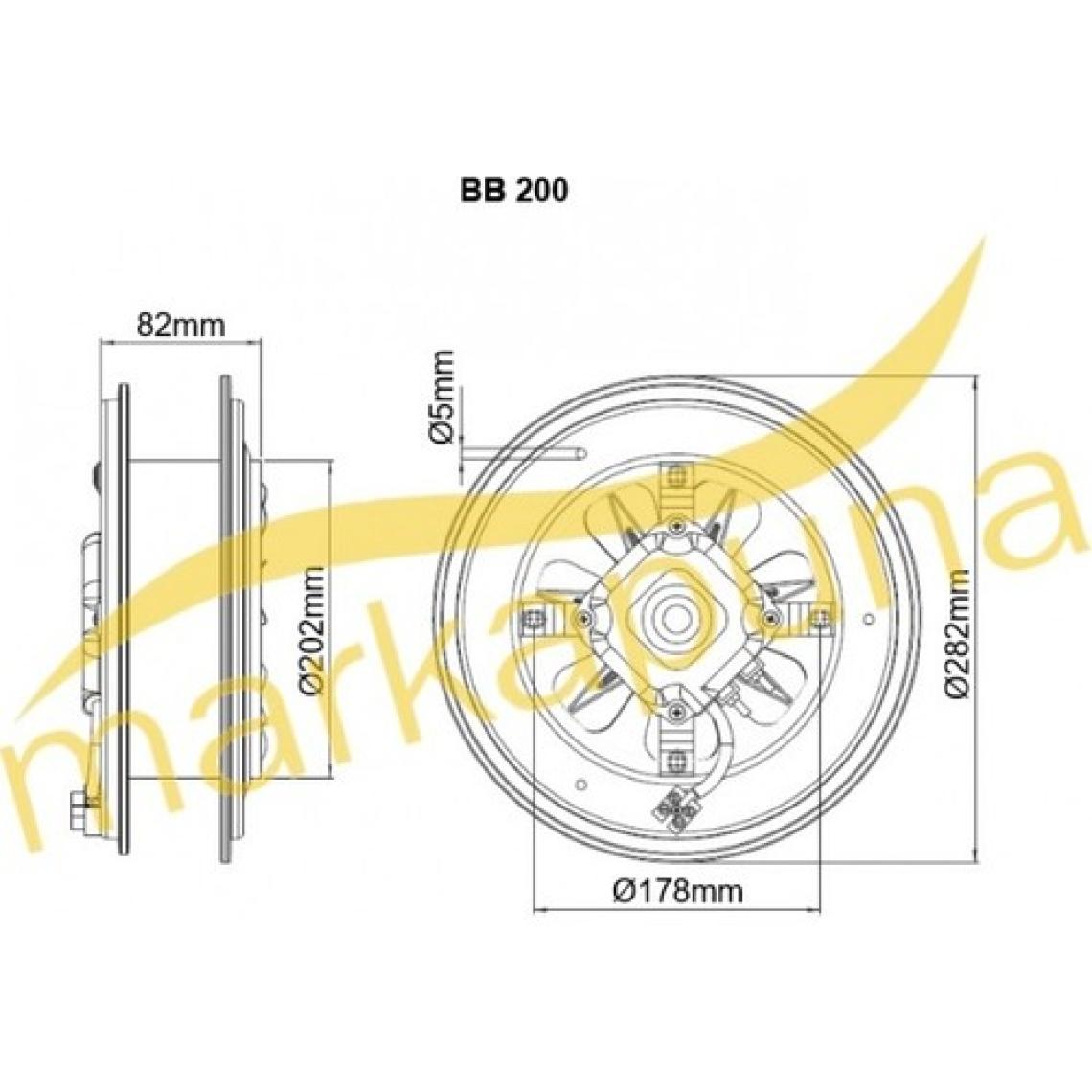 Bahçıvan 20 cm çapında BB 200 1550 D/D 220/230 volt Monofaze Aksiyel Baca Aspiratörü