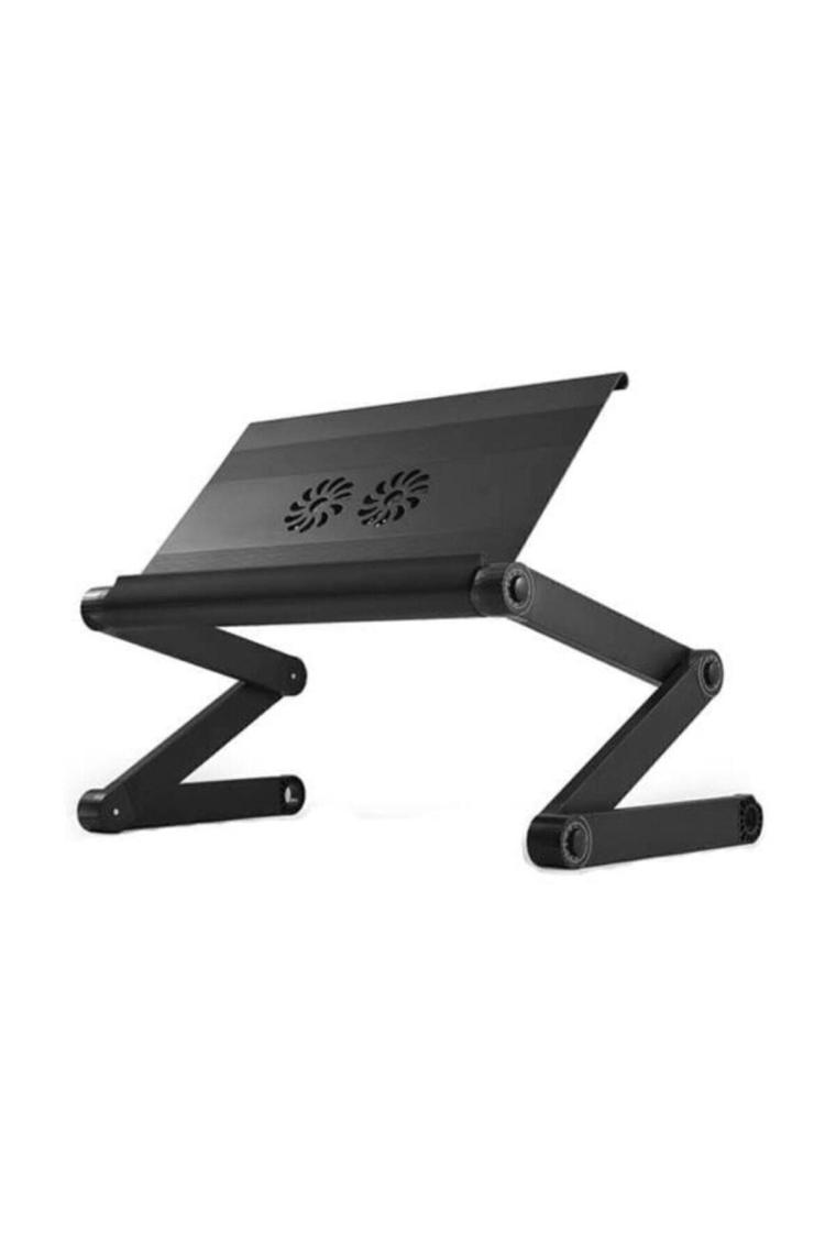 Katlanabilir Soğutuculu Notebook Laptop Sehpası Kademeli Standı Siyah