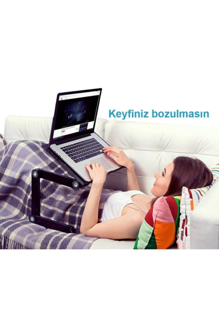 Katlanabilir Soğutuculu Notebook Laptop Sehpası Kademeli Standı Siyah