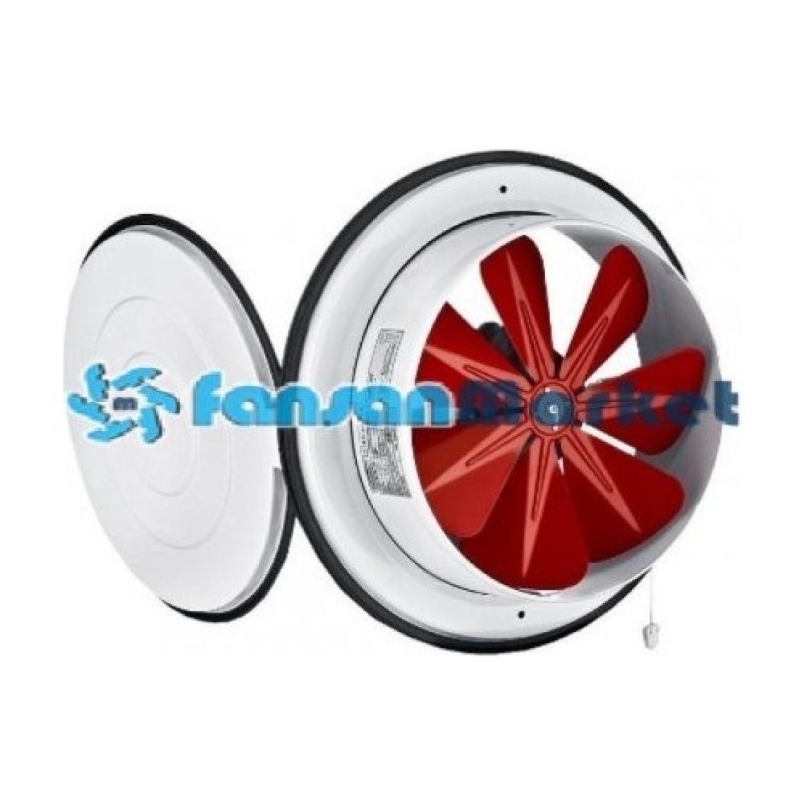 Fansan 20 cm TKA-200 40 W 650 m3/h 1300 D/D 220/230 volt Monofaze Kapaklı Baca Duvar Aspiratörü
