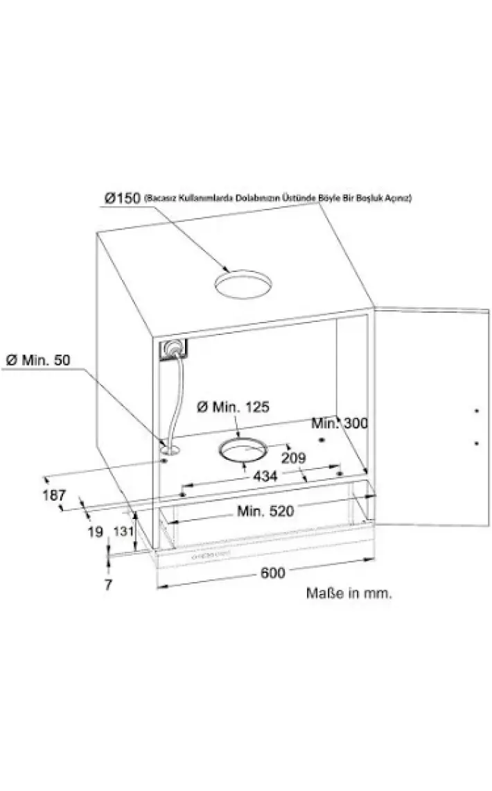 Kügerr A100 60 cm Siyah Sürgülü Sessiz Aspiratör