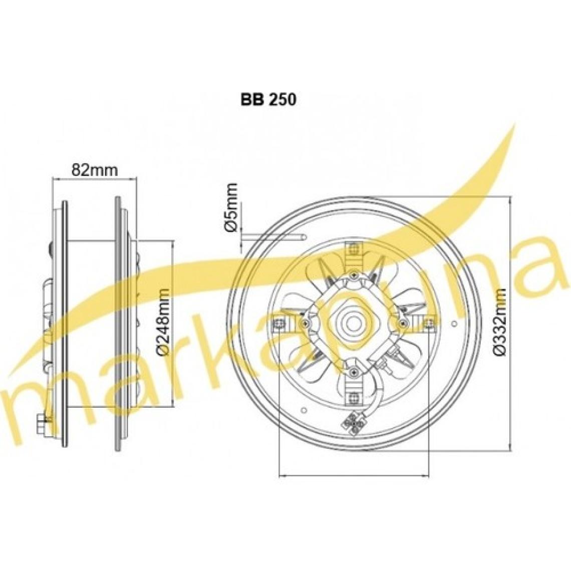 Bahçıvan 25 cm çapında BB 250 1450 D/D 220/230 volt Monofaze Aksiyel Baca Aspiratörü