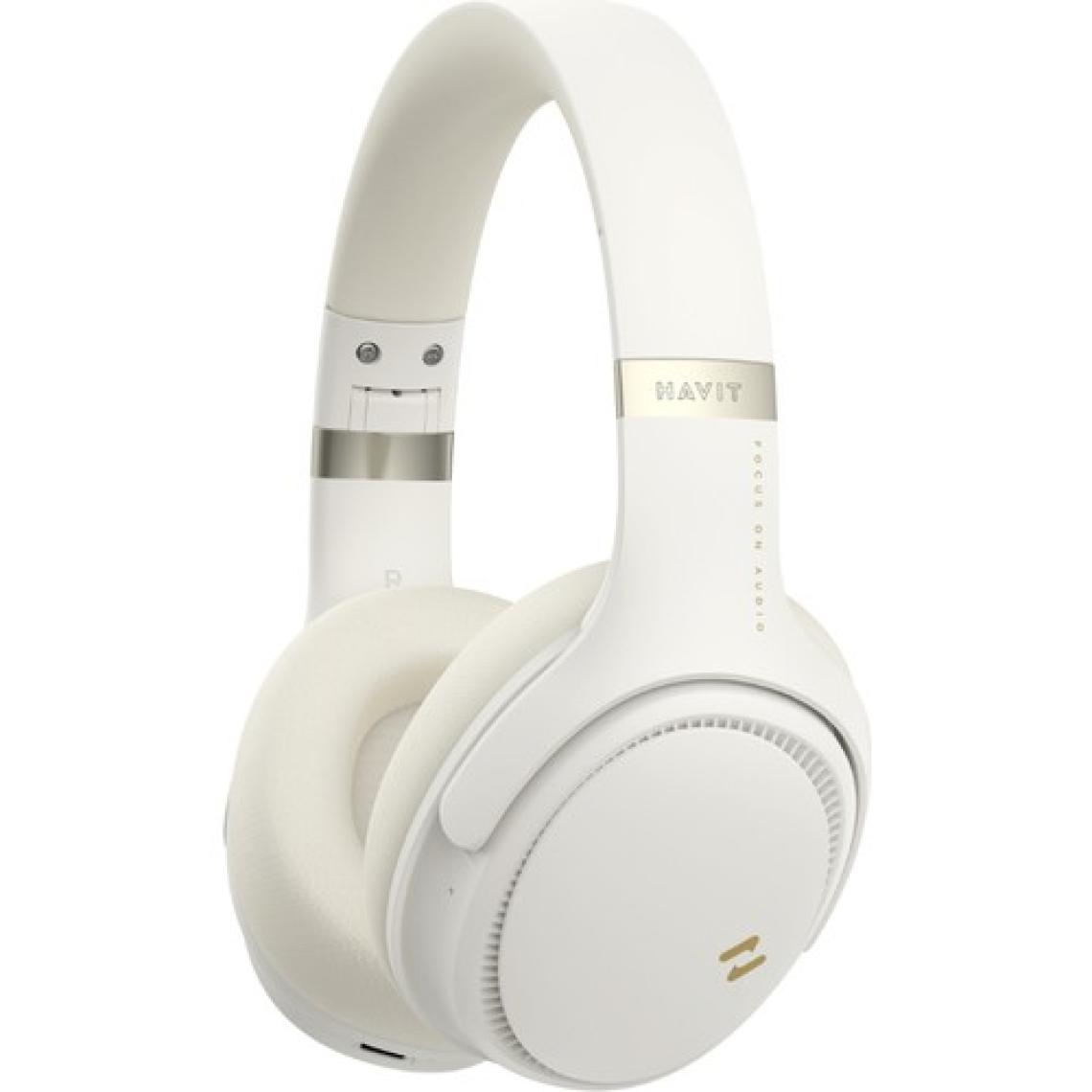 Havit H630BT Pro Anc Kulak Üstü Katlanabilir Bluetooth Kulaklık - 50 Saat Batarya Çift Cihaz Desteği - Bej